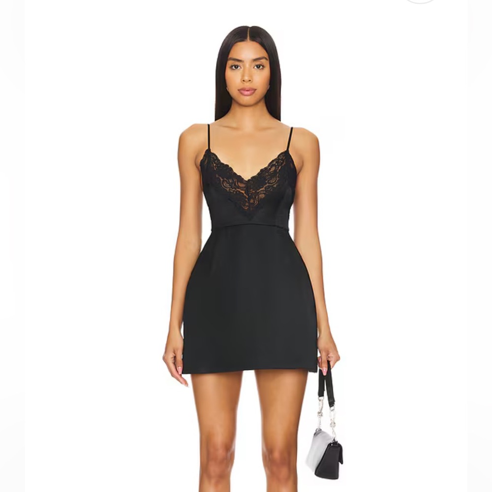 Amanda Uprichard Black Lace-Trim Mini Dress
